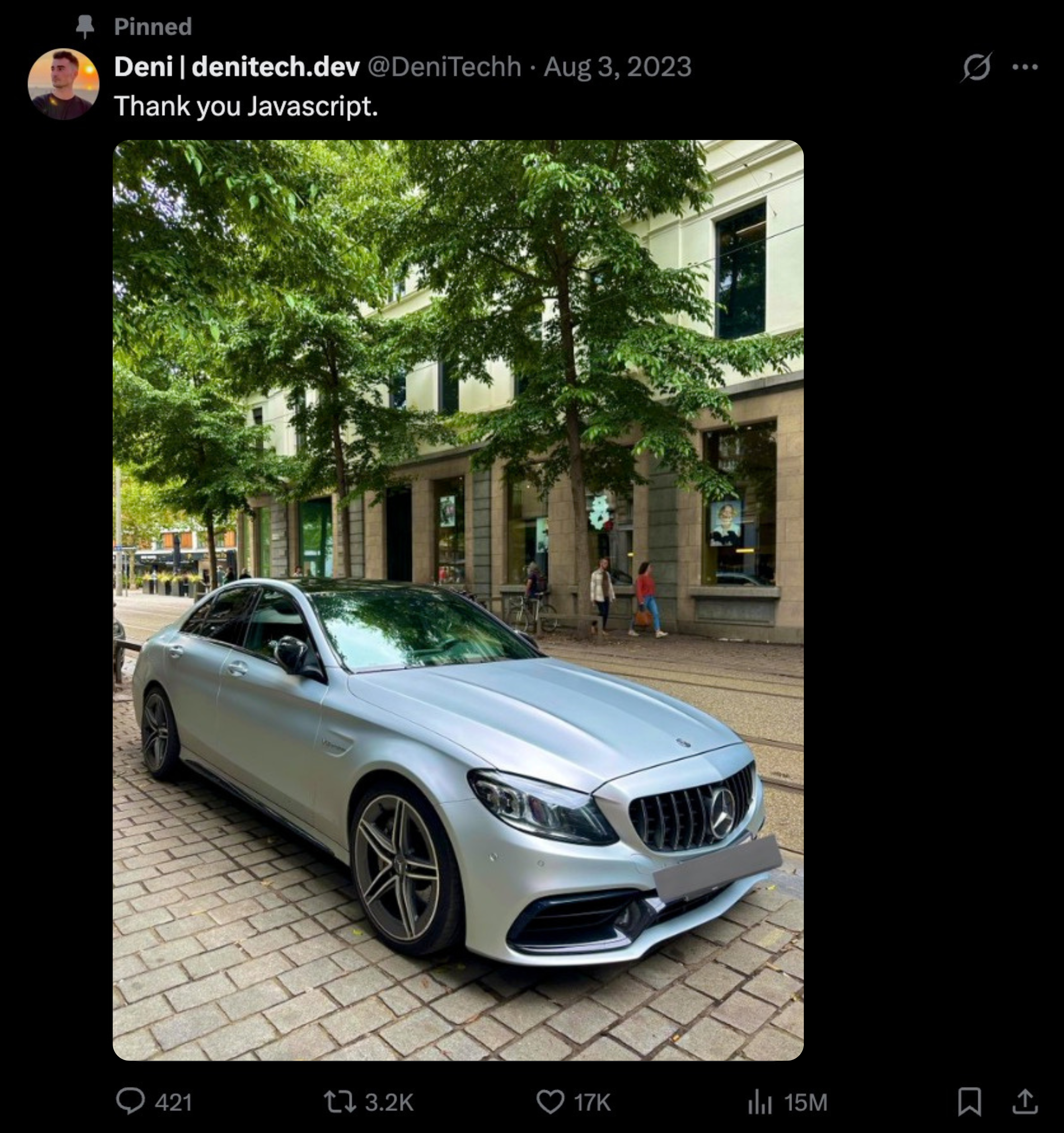 Thank you Javascript viral tweet - 15M views