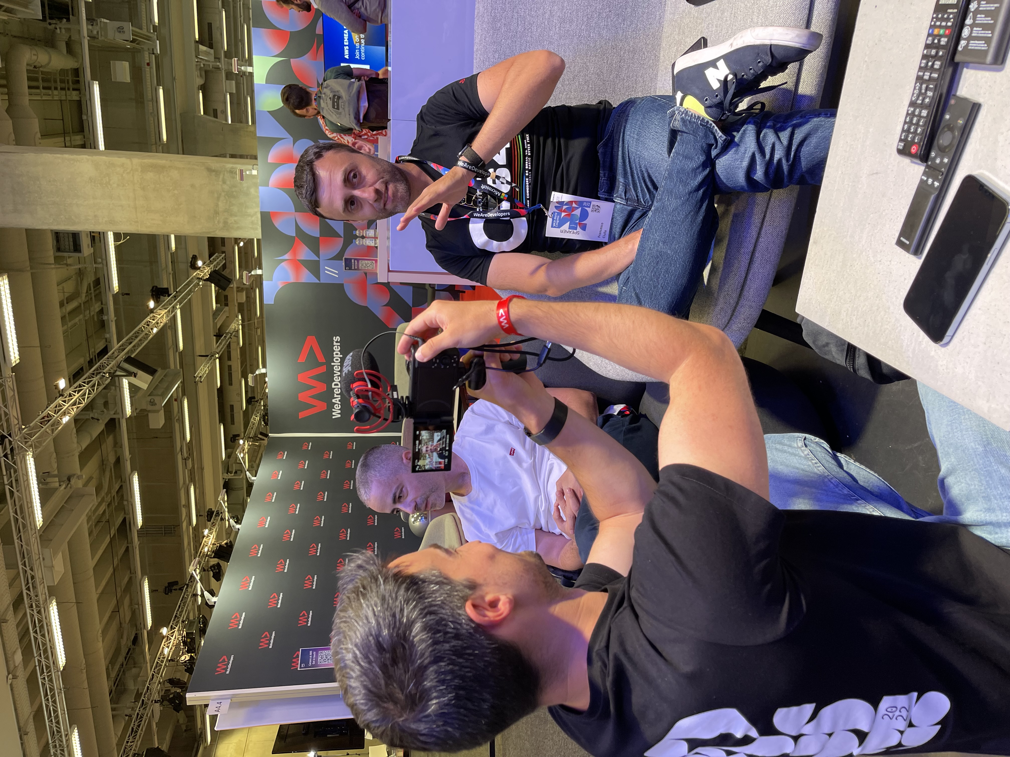 Recording content at the WeAreDevelopers booth
